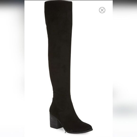 New BP Luke Over The Knee Boot Western cowgirl suede black tall heels boots - Picture 1 of 7